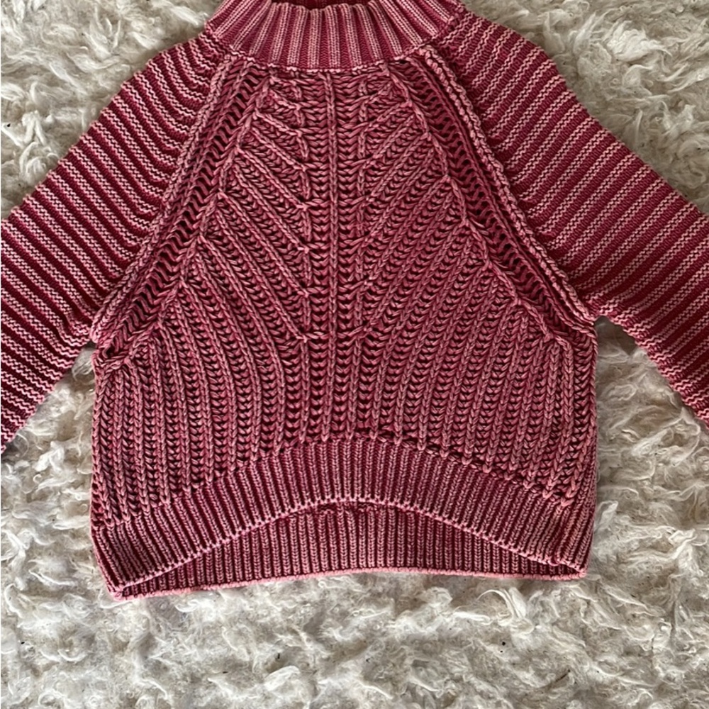 Free People Red Cowl & Turtlenecks Sweater